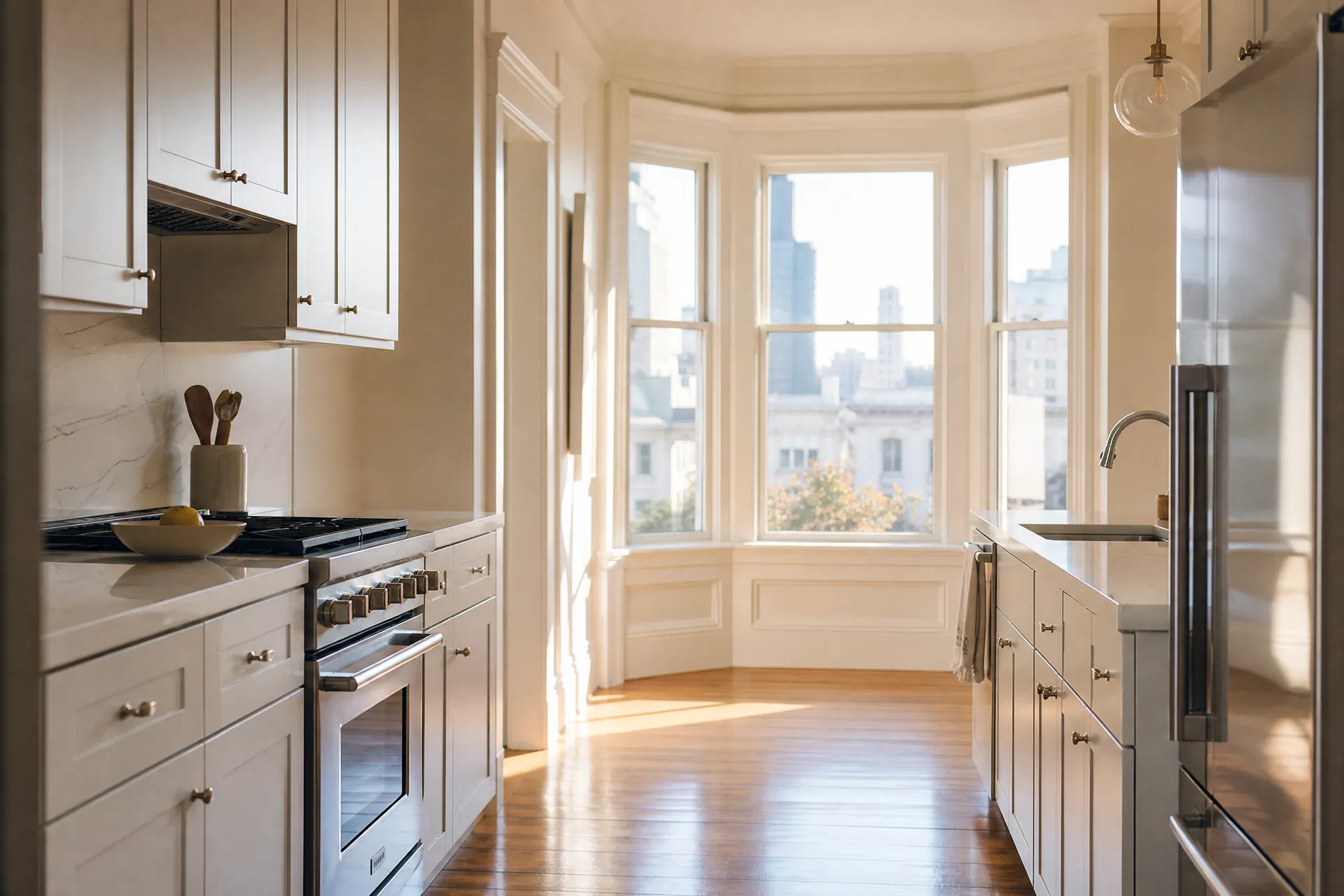 Spotless San Francisco Victorian kitchen after professional move-out cleaning