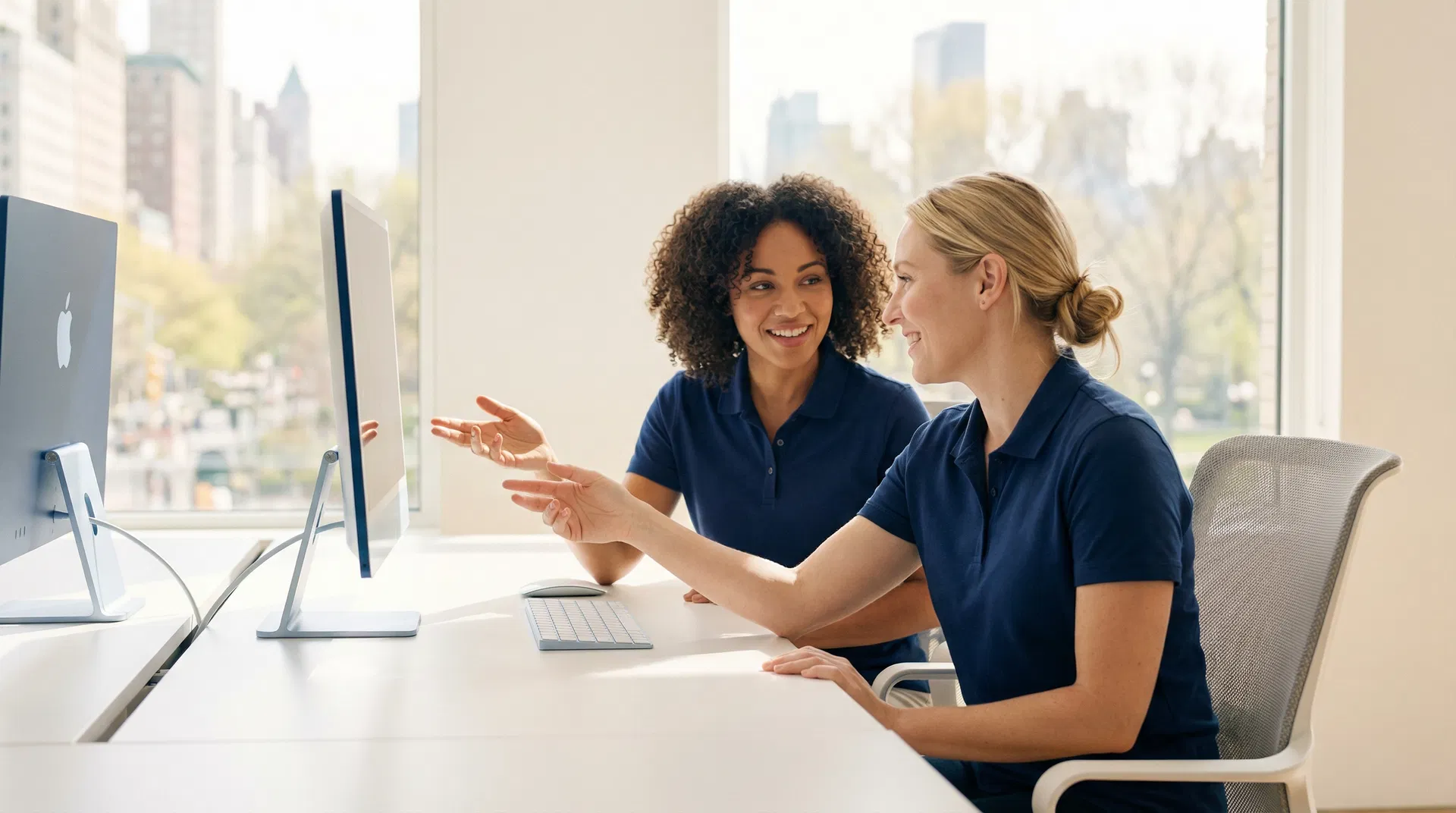 Customer support team at desk