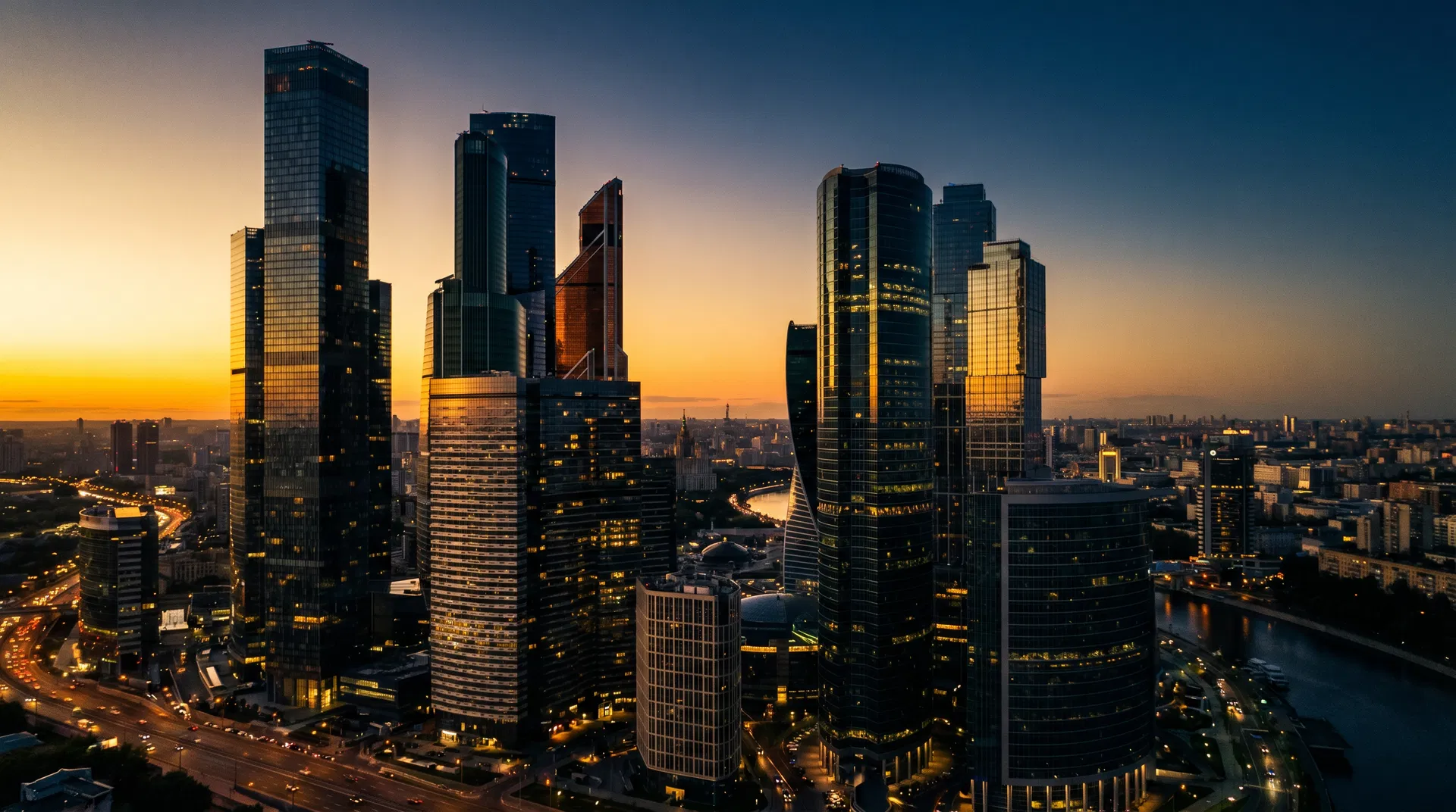 Financial district skyline