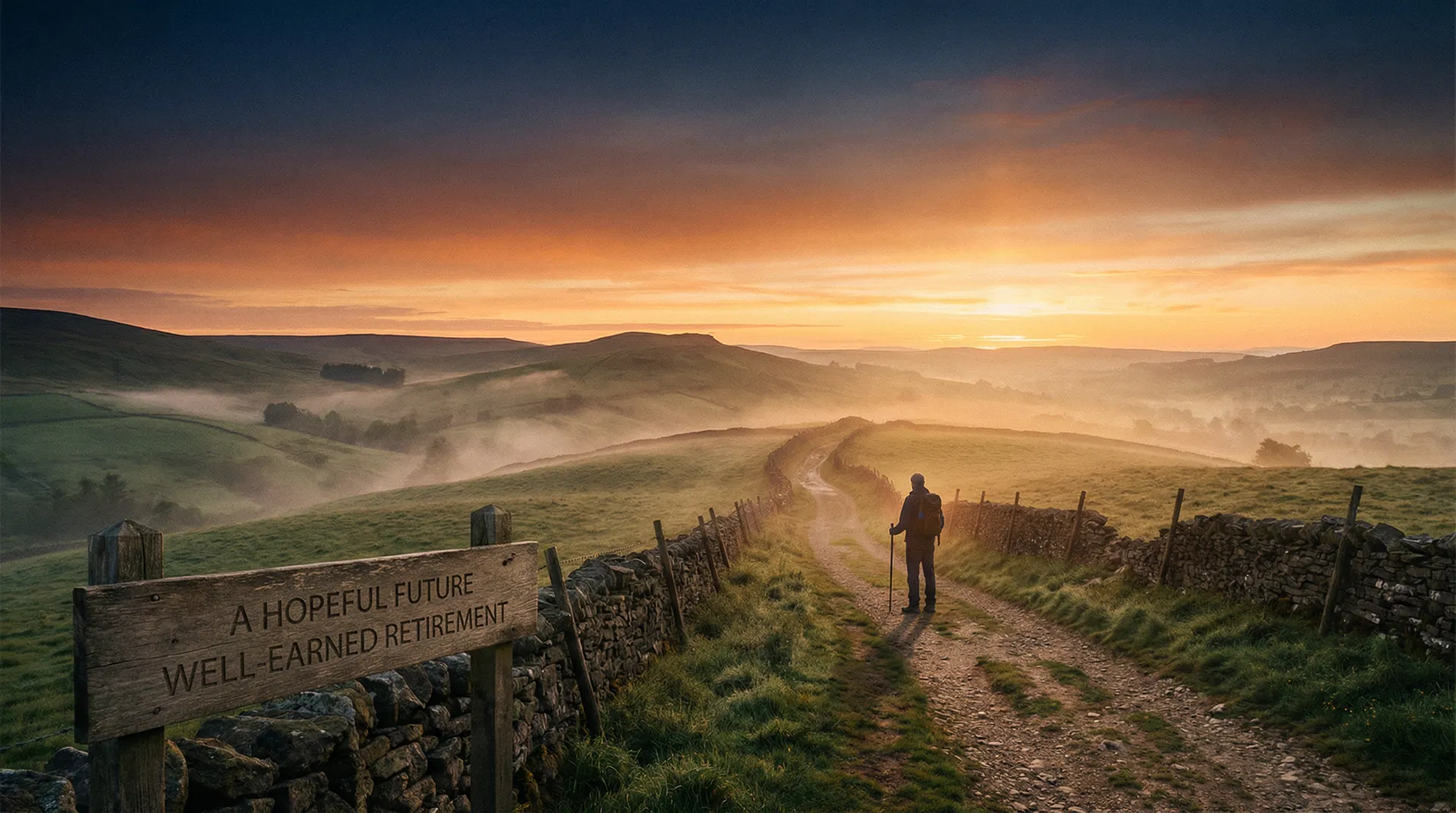 Path toward the horizon at sunrise