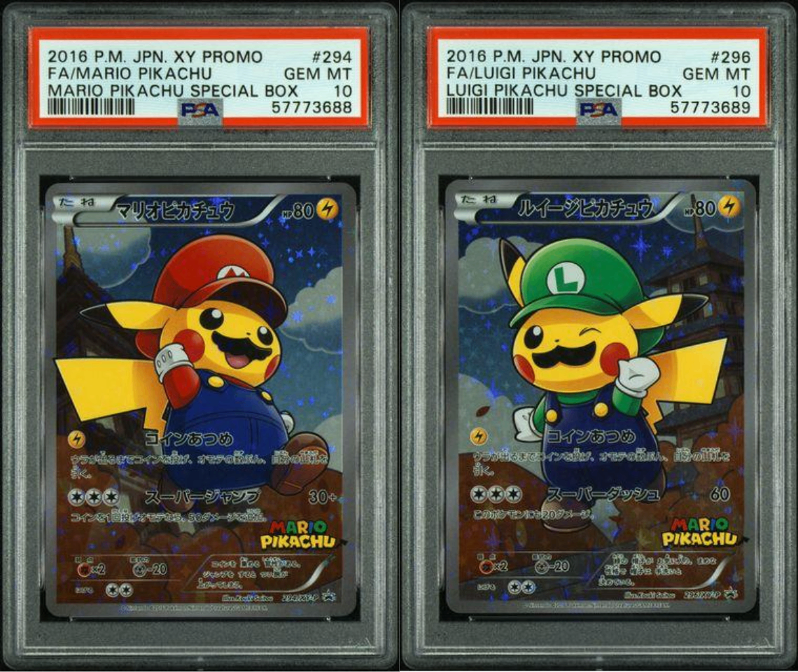 2016 POKEMON JAPANESE XY PROMO #294 #296 FA/MARIO FA/LUIGI PIKACHU - Front