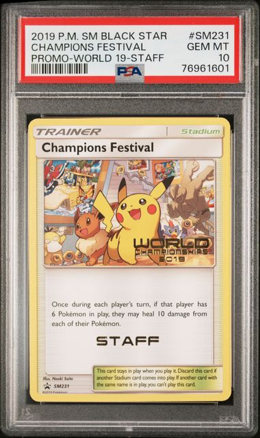 2019 POKEMON SM BLACK STAR PROMO #SM231 CHAMPIONS FESTIVAL PROMO-WORLD 19-STAFF - Front