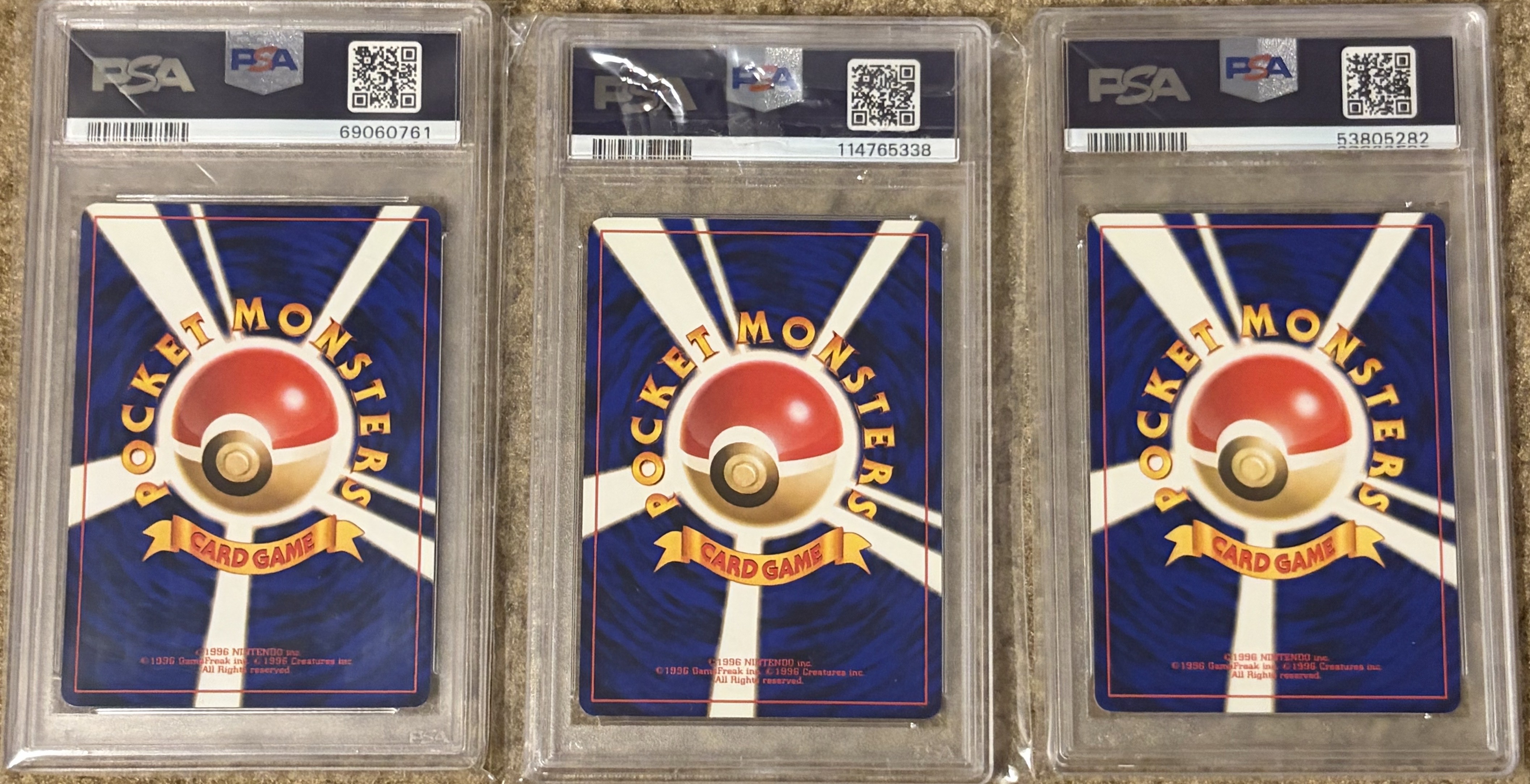 1997 POKEMON JAPANESE ROCKET #135 DARK VAPOREON/JOLTEON/FLAREON Trio - Back