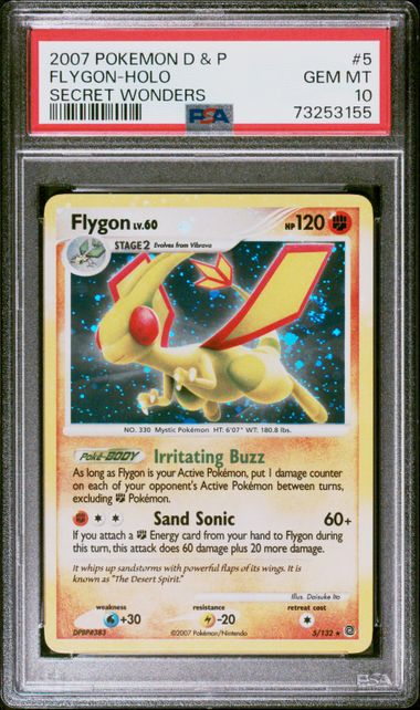 2007 POKEMON DIAMOND & PEARL SECRET WONDERS #5 FLYGON-HOLO SECRET WONDERS - Front