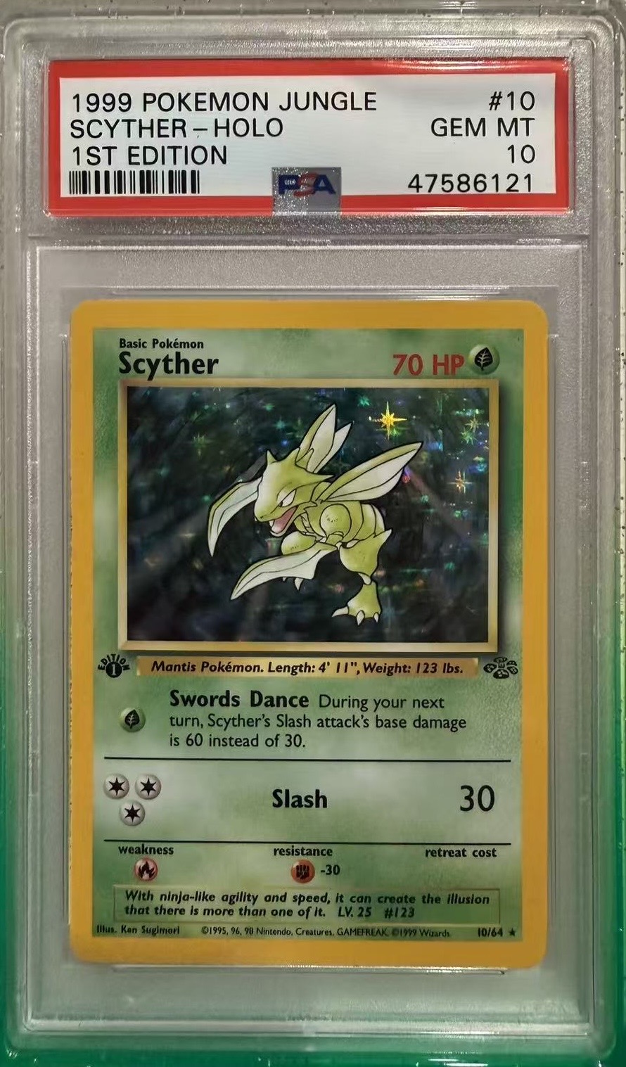 1999 POKEMON JUNGLE #10 SCYTHER-HOLO 1ST EDITION - Front