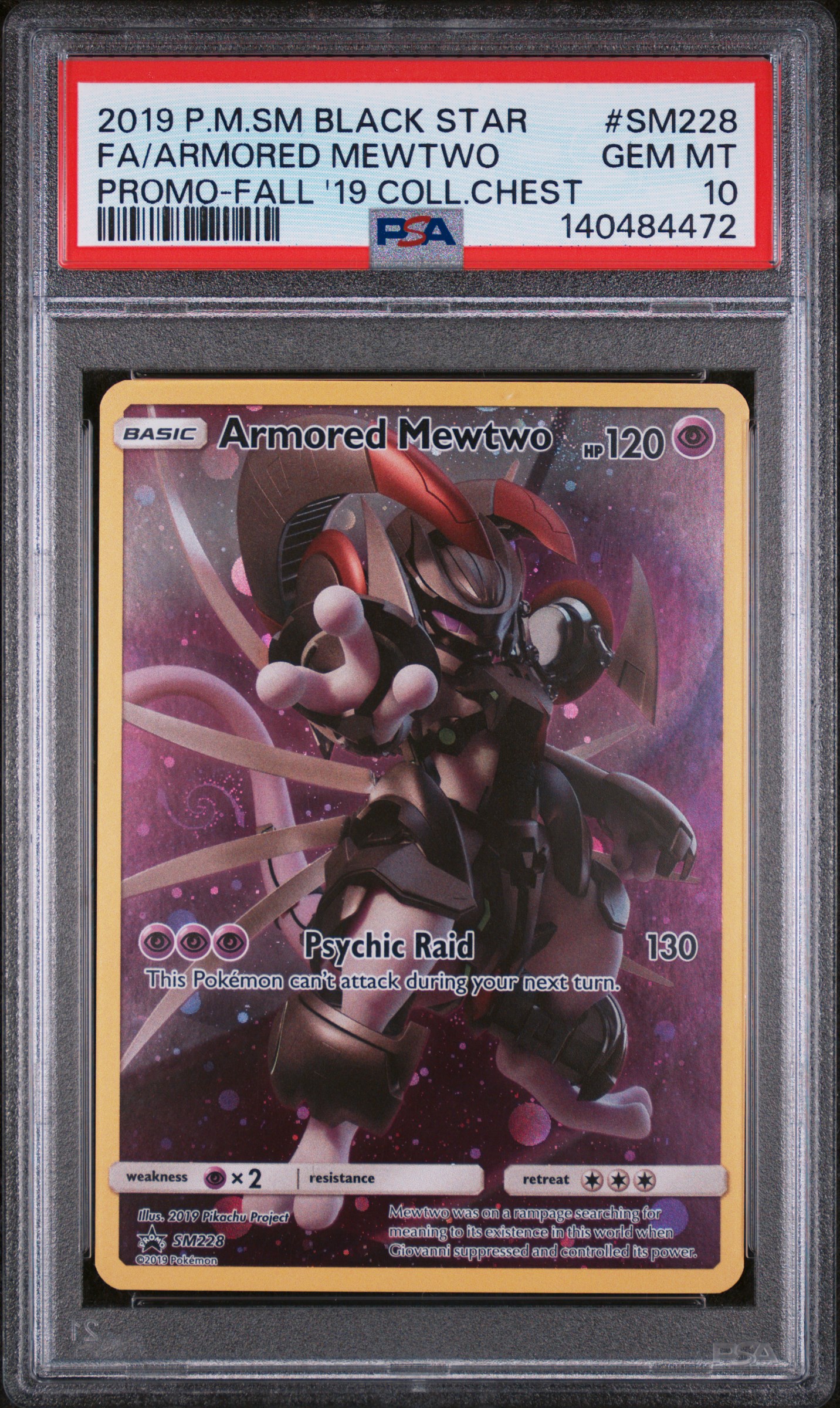 2019 POKEMON SM BLACK STAR PROMO FA/ARMORED MEWTWO PROMO-FALL '19 COLL.CHEST