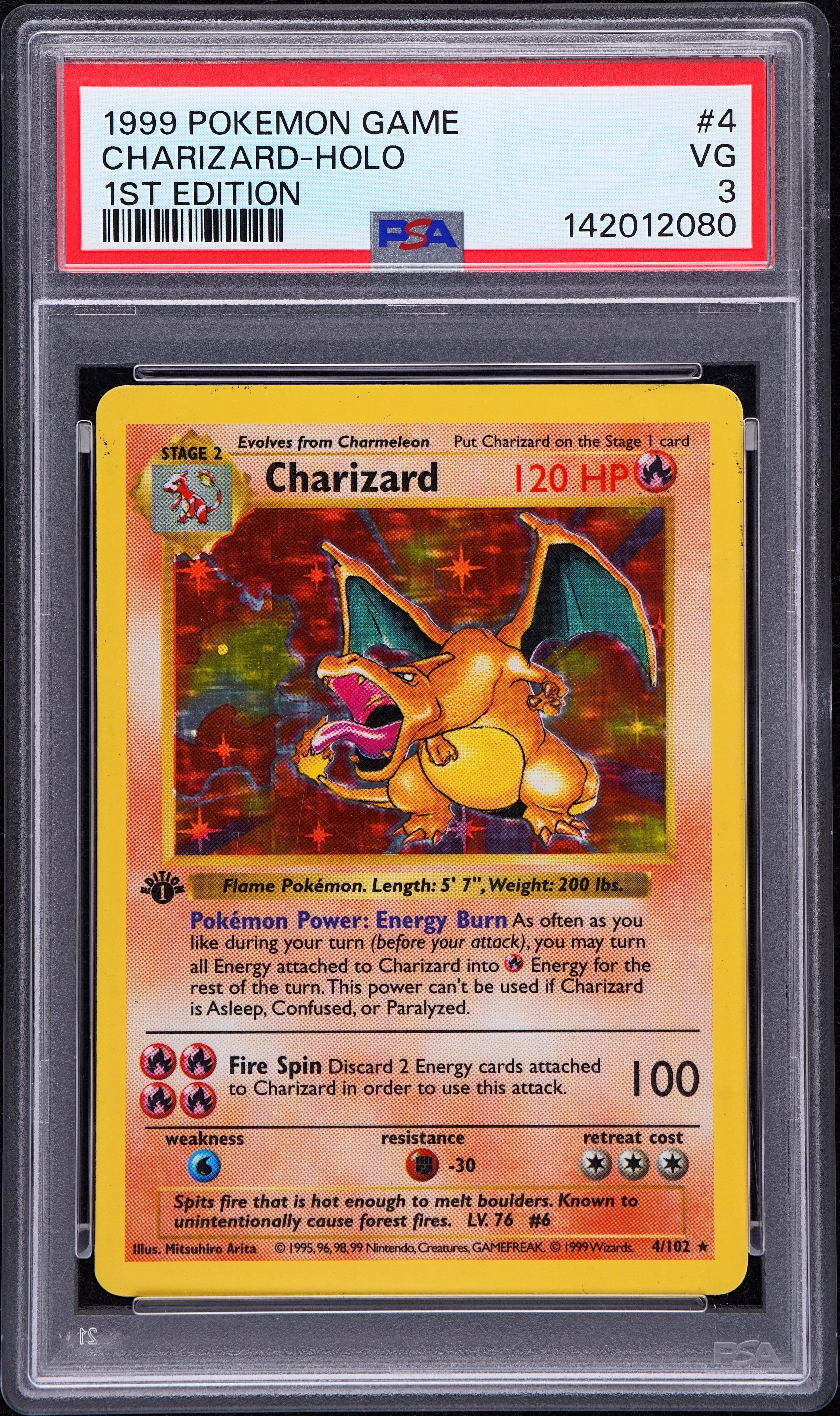 1999 POKEMON GAME CHARIZARD-HOLO 1ST EDITION - Front