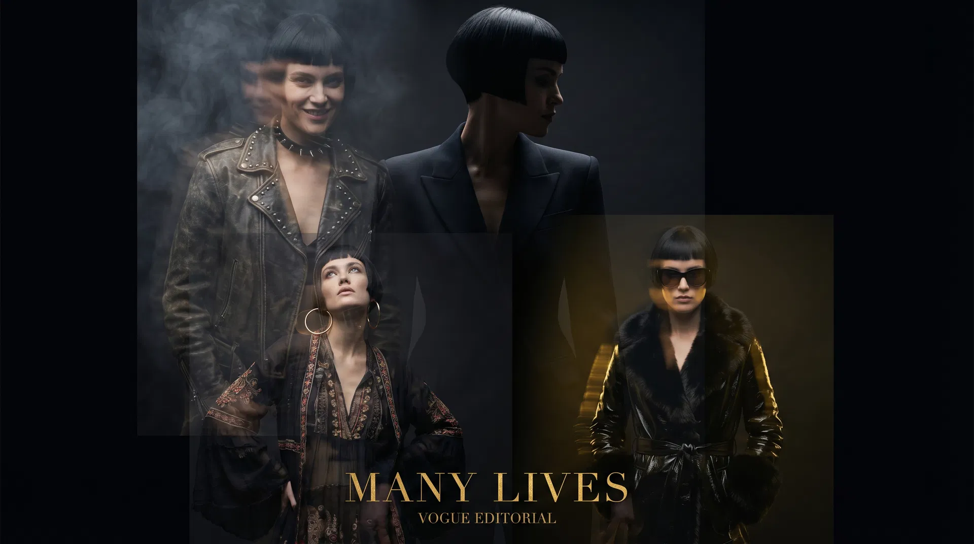 Multi-dimensional fashion editorial — burning man, luxury, punk, boho styles in one editorial spread