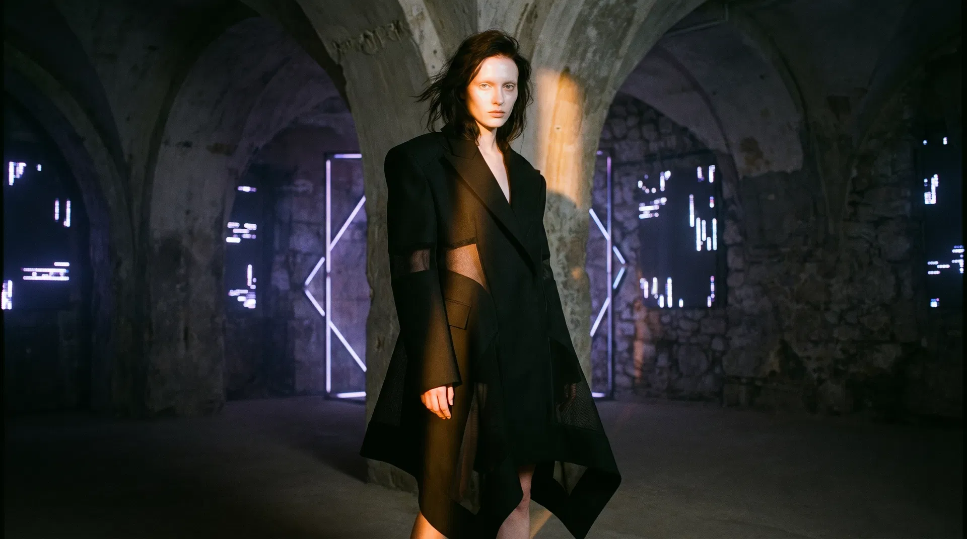 X+Noir — She who has lived a thousand lives. Dark luxury fashion editorial.