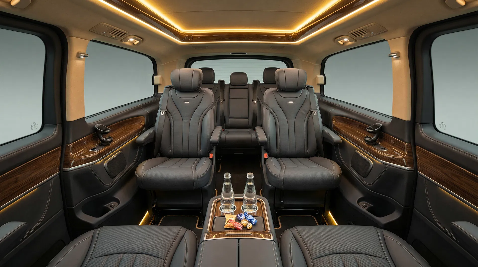 Intérieur luxueux du Van 9 places JIBNI VTC