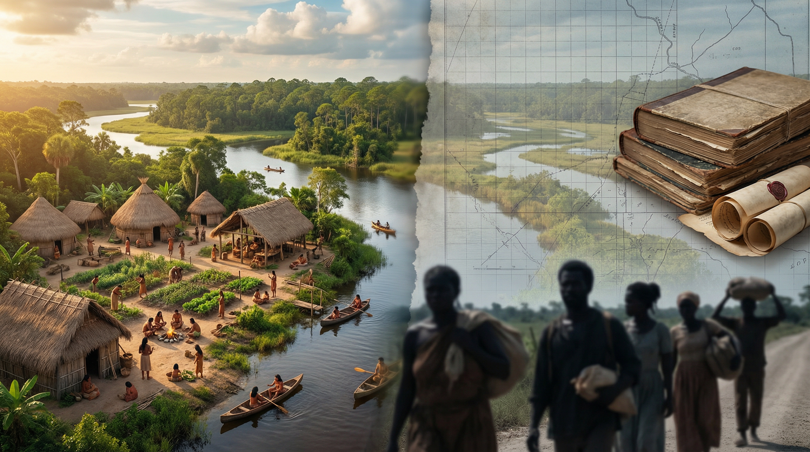 Yamasee homeland transforming into paper land titles showing economic displacement through legal mechanisms