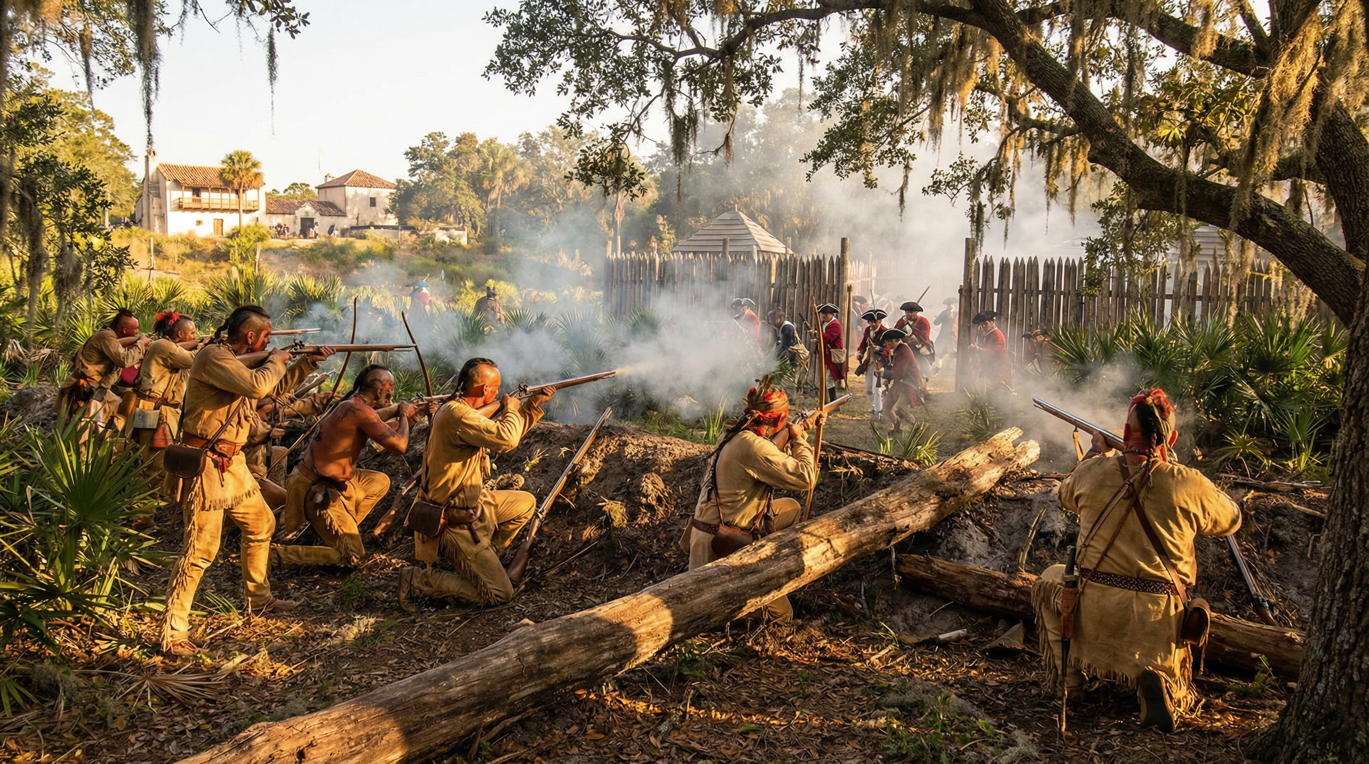 Yamasee War 1715 battle map showing strategic military movements across South Carolina and Florida