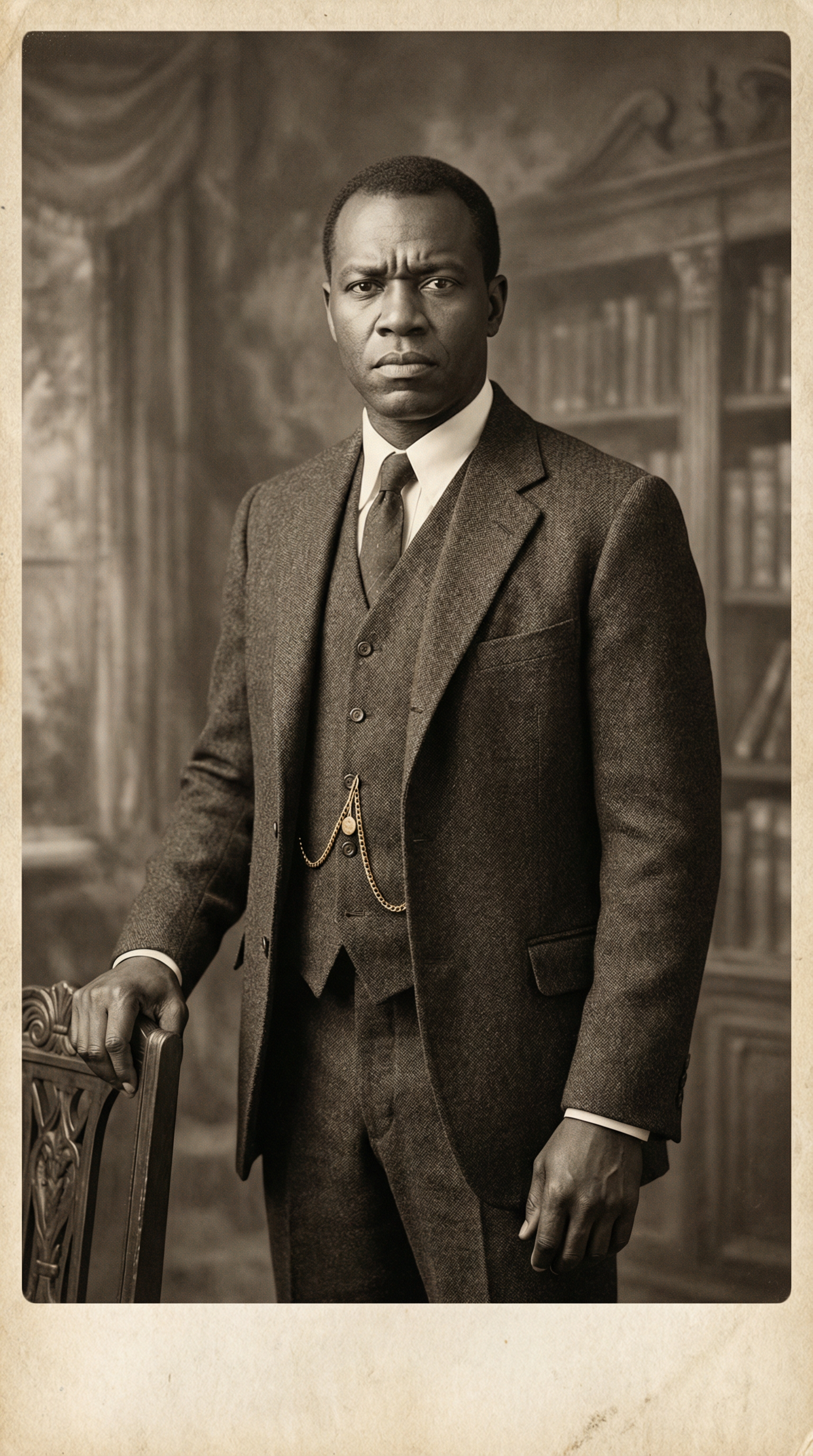 Representative historical portrait of a Black businessman from 1920s Florida in formal attire, exemplifying the dignity and entrepreneurial spirit of James W. Wright