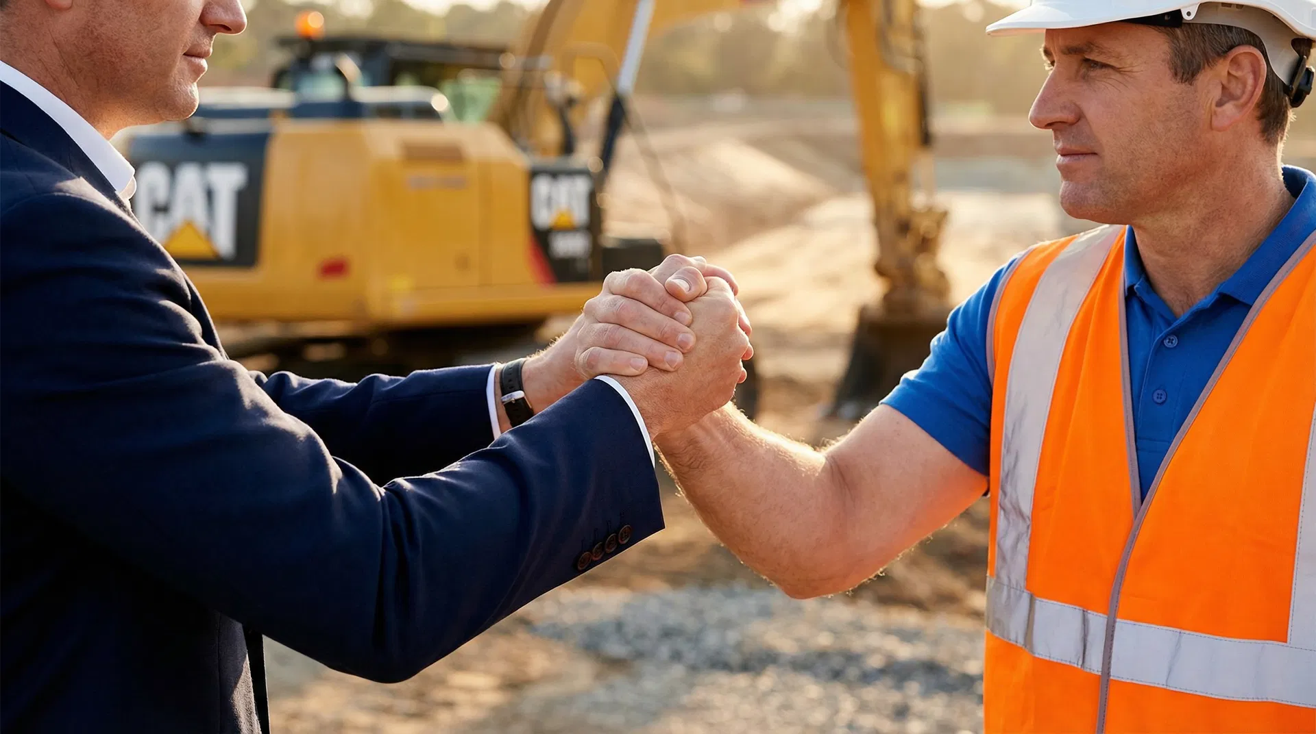 Vertrauensvoller Handschlag beim Ankauf gebrauchter Baumaschinen