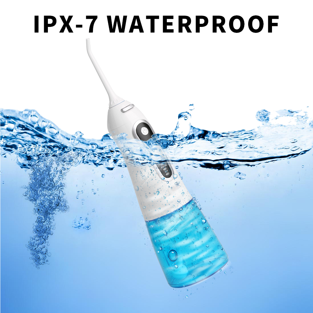 IPX7 Waterproof 300ml Cordless Electric Water Flosser Rechargeable with 5 Modes & 360 Rotating Nozzle for Dentist-Level Cleaning