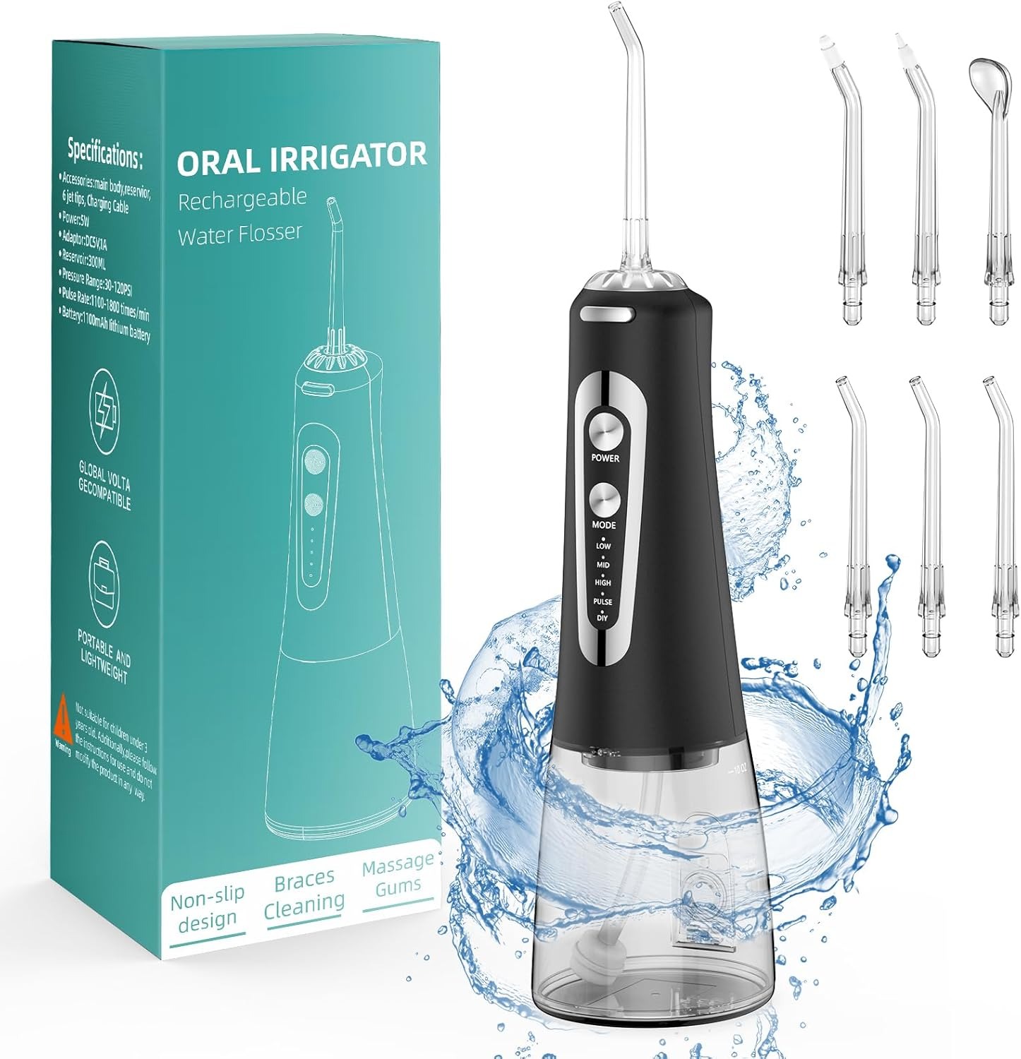 Wholesale 300ml IPX8 Fully Waterproof Rechargeable Water Flosser Cordless 5 Modes Portable Dental Teeth Cleaner for Hotel Travel Outdoor