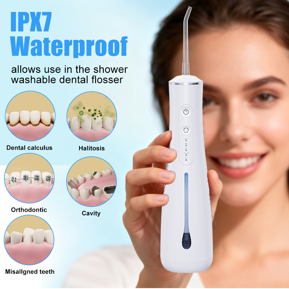 Portable Cordless 300ml Water Flosser IPX7 Waterproof Rechargeable 5 Modes Oral Irrigator for Home Travel