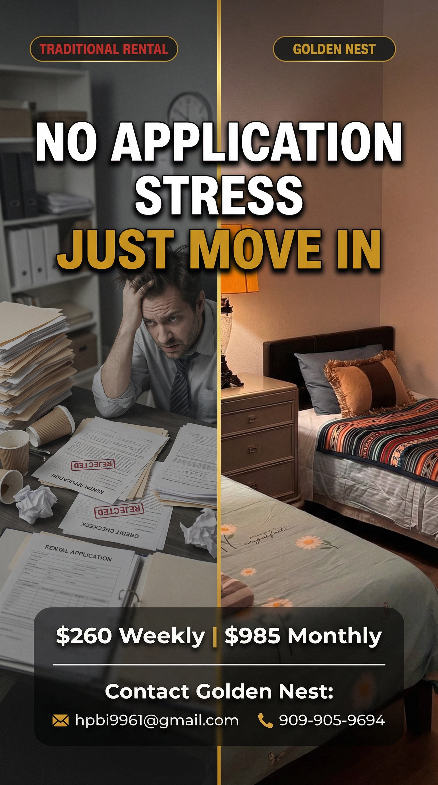 No Application Stress — $260 Weekly / $985 Monthly