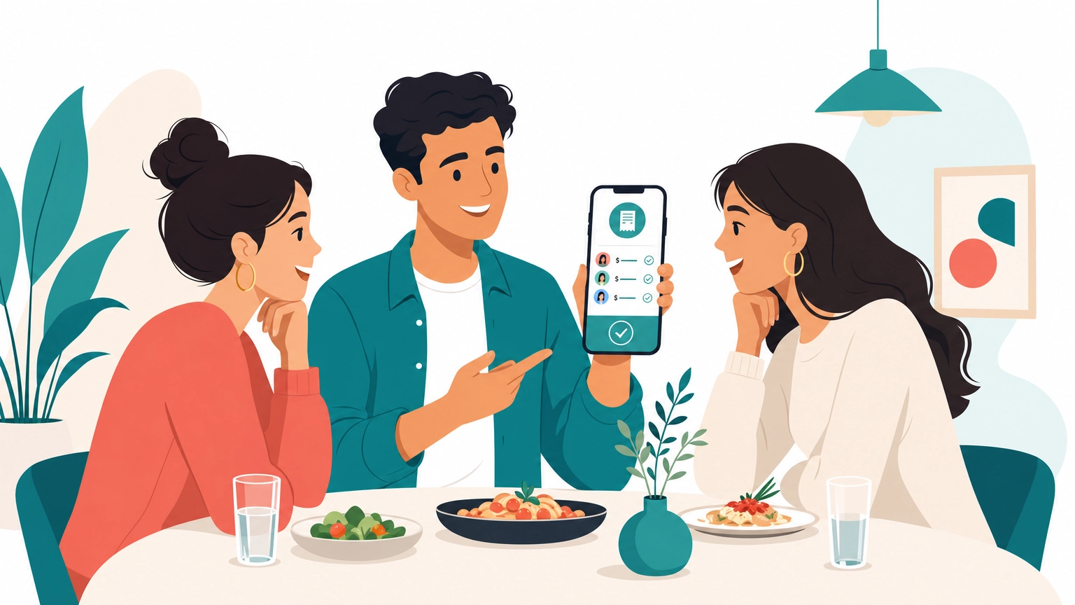 Friends splitting a bill