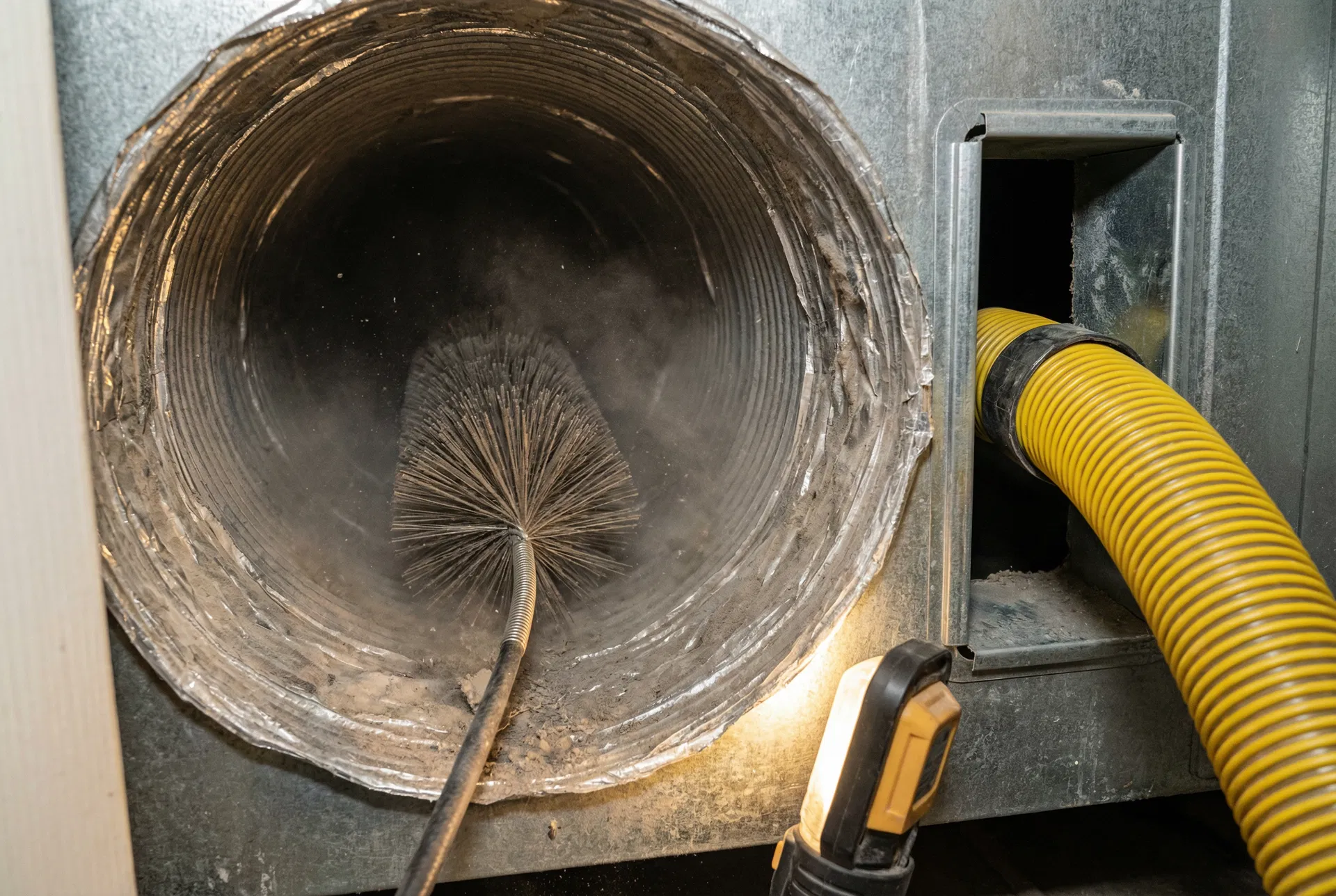 NADCA-certified duct cleaning in progress