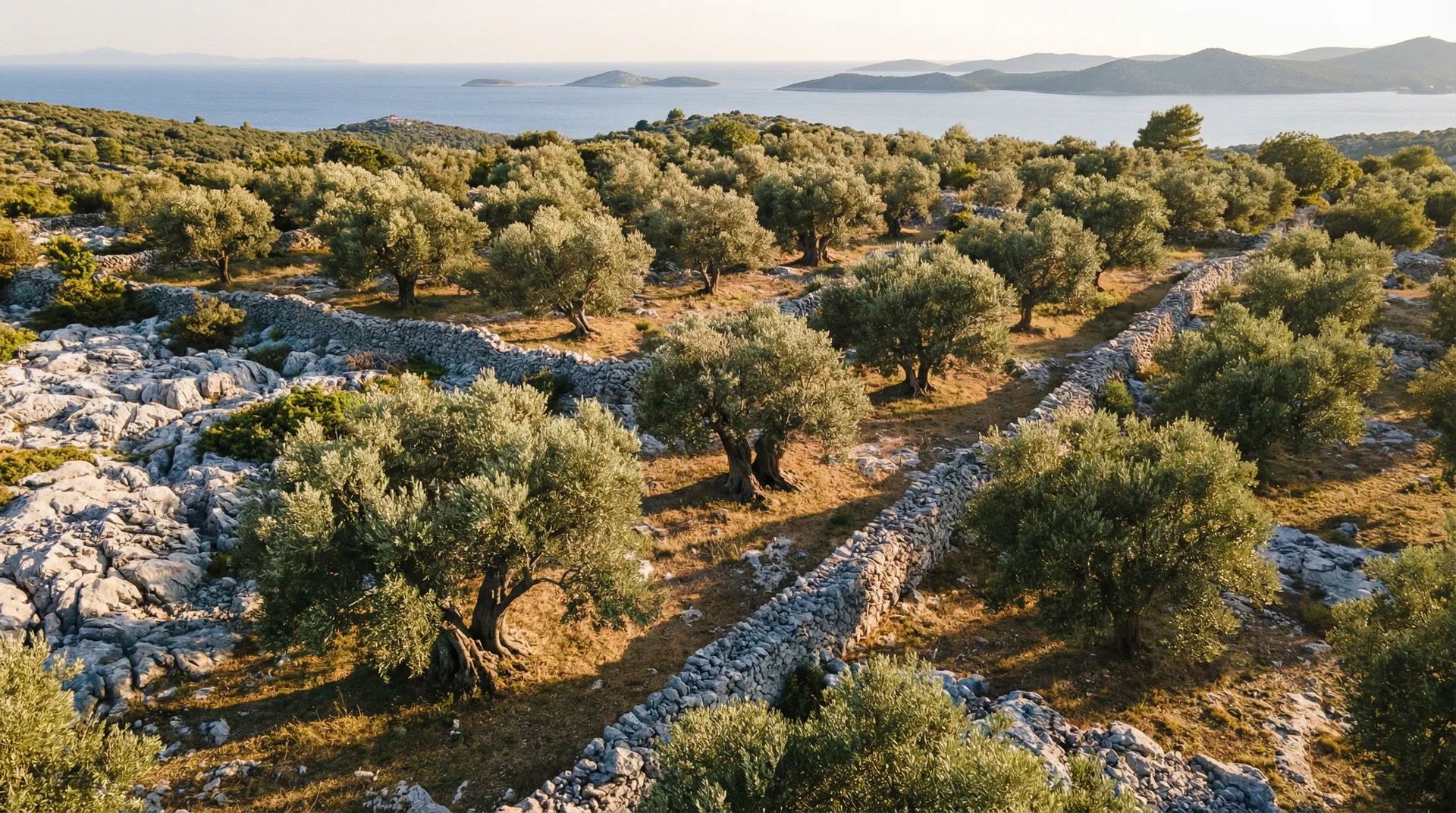 Maslinik u Dalmaciji — pogled iz zraka