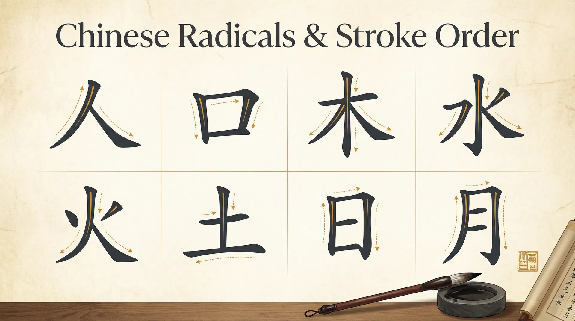 Lesson 0.5 Sample: Chinese Radicals & Stroke Order