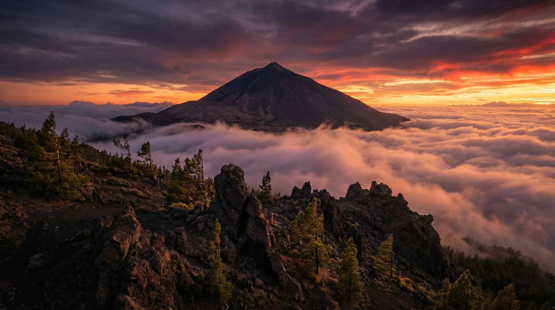 Teide volcano at sunset