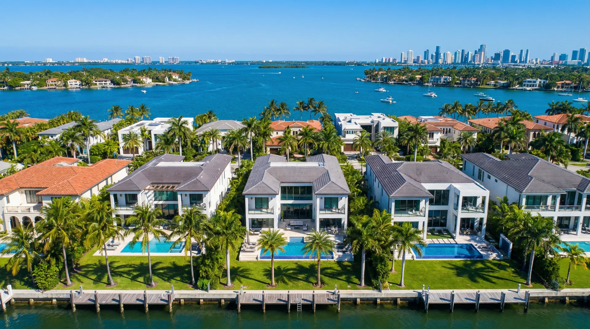 Miami skyline with homes