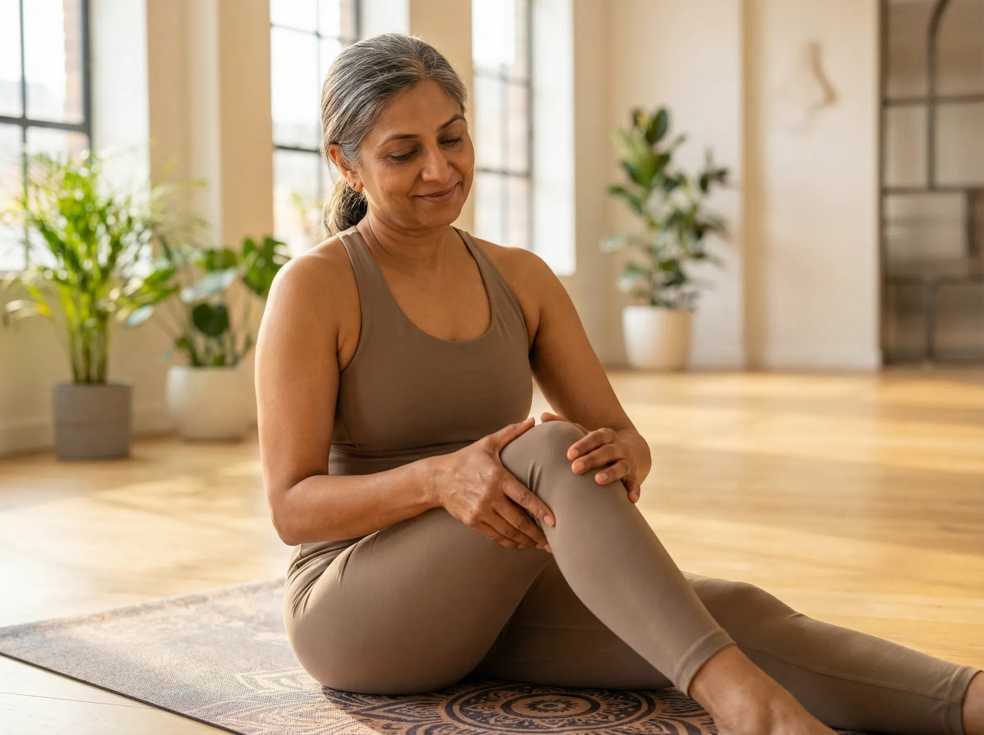 South Asian woman with joint pain and body aches — hormone therapy pain relief at Alignia Wellness Boca Raton FL