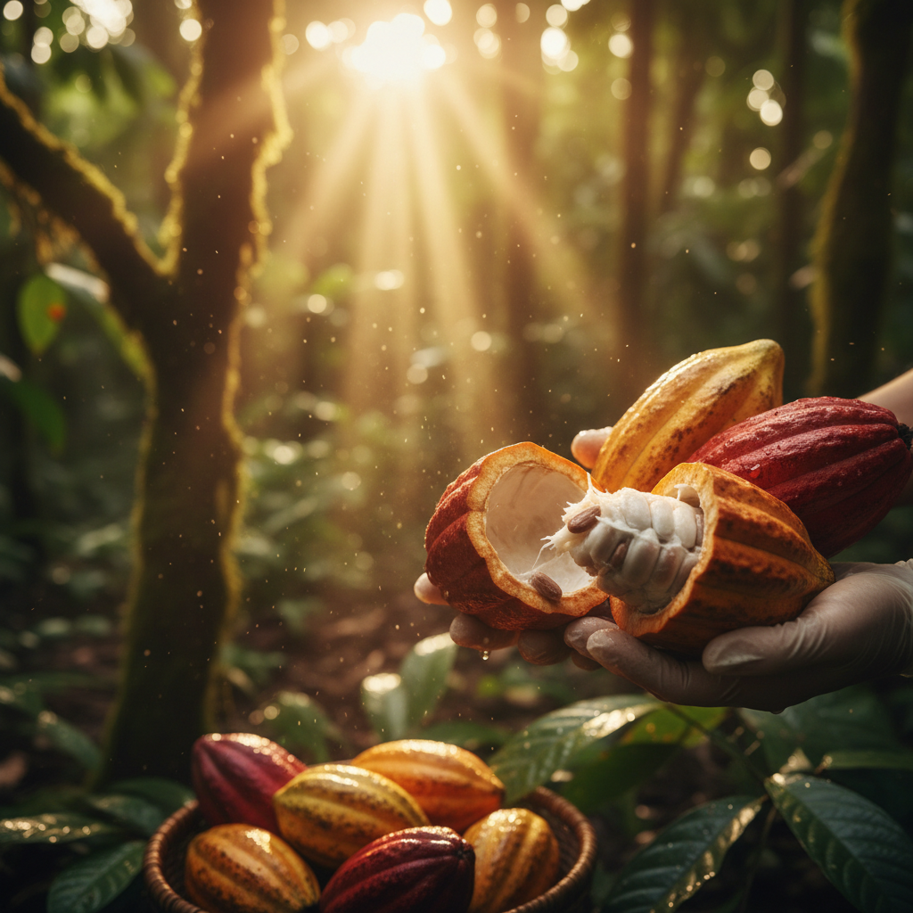 Harvesting cacao for cacao benefits production