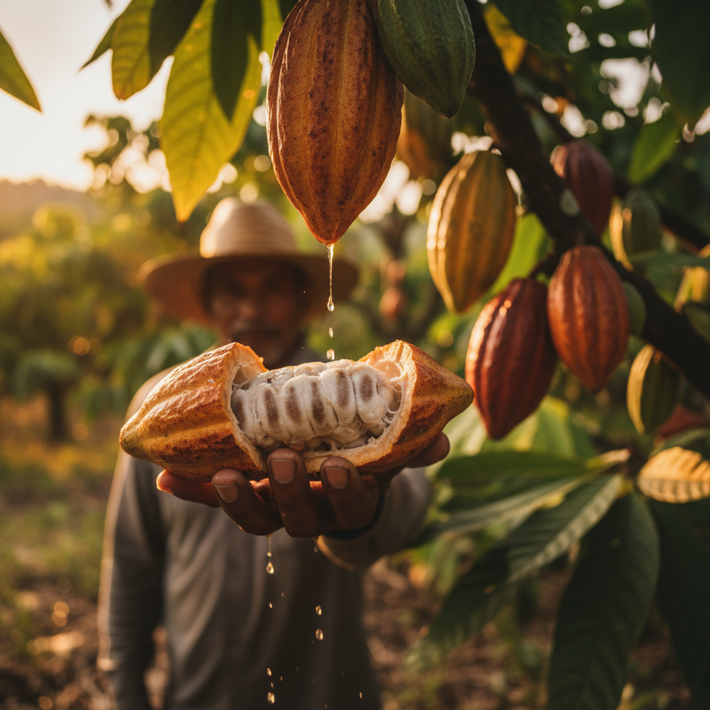 Harvesting cacao for cacao juice production