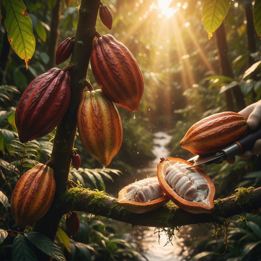 Harvesting cacao for cacao fruit production