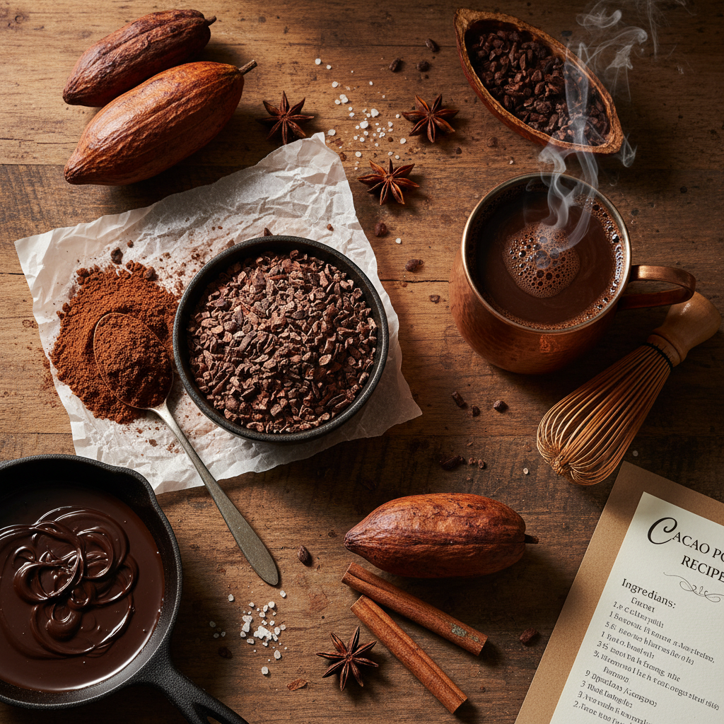 Cacao products and cacao powder recipes varieties