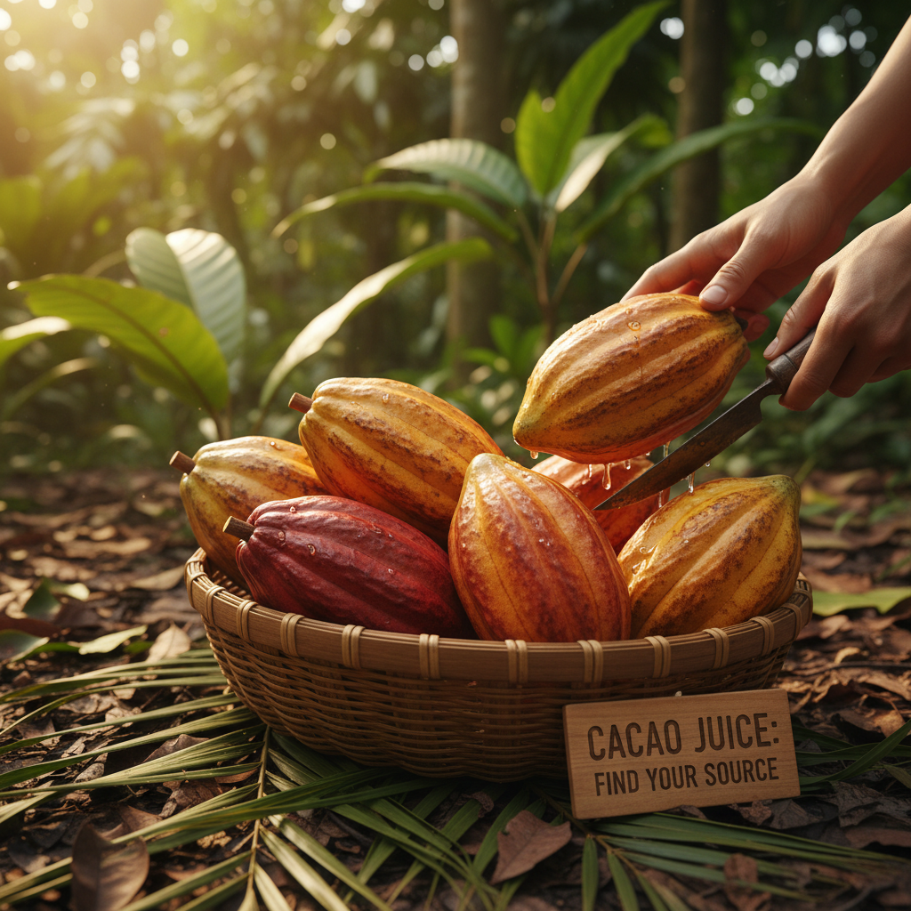 Harvesting cacao for cacao juice where to buy production