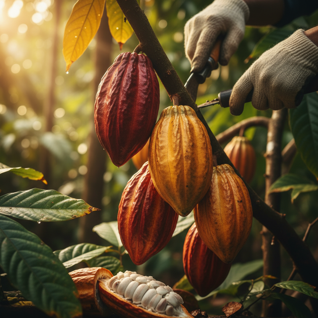 Harvesting cacao for cacao antioxidants production