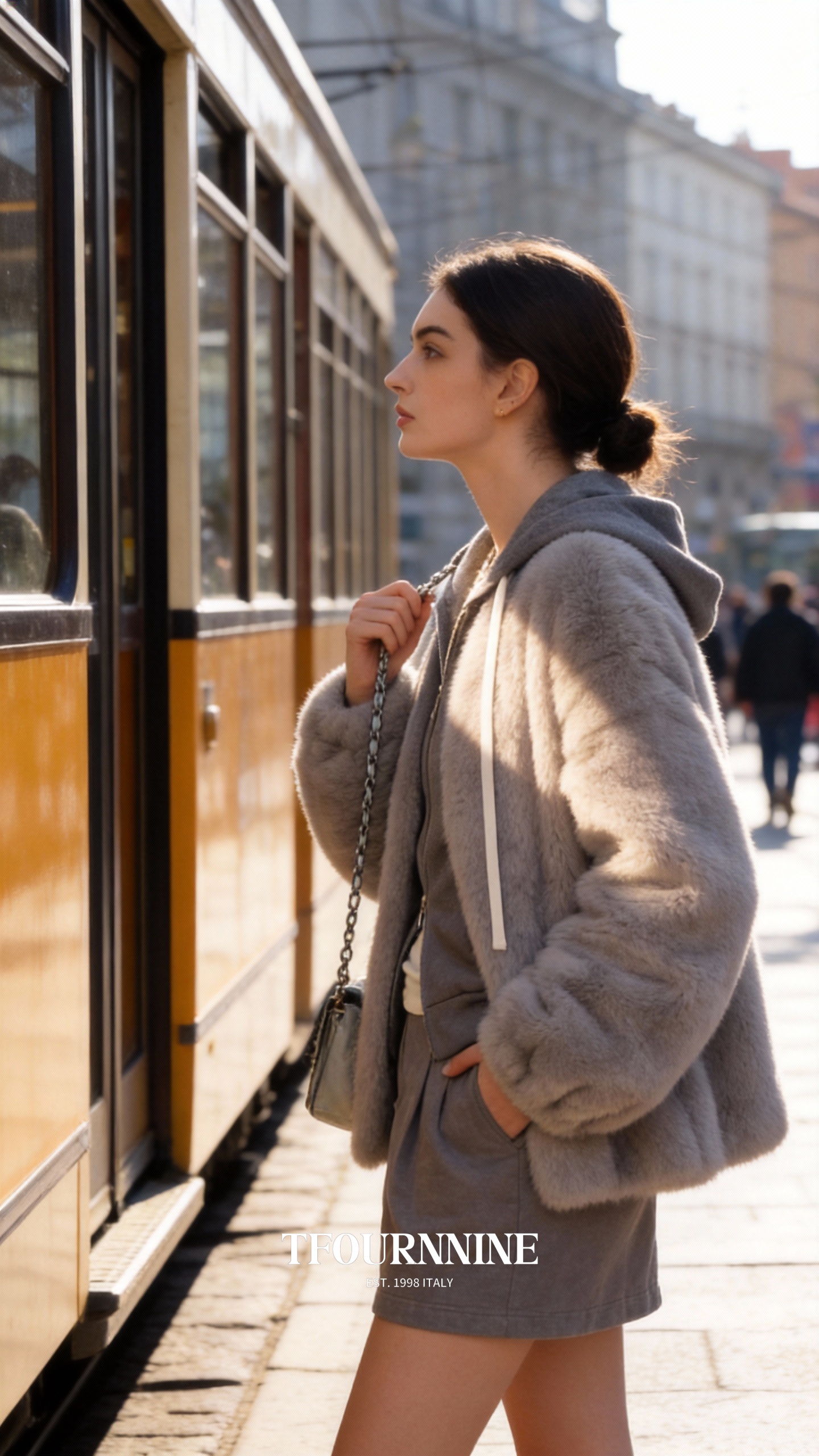 Premium Gray Mink Fur Shawl Coat view 2