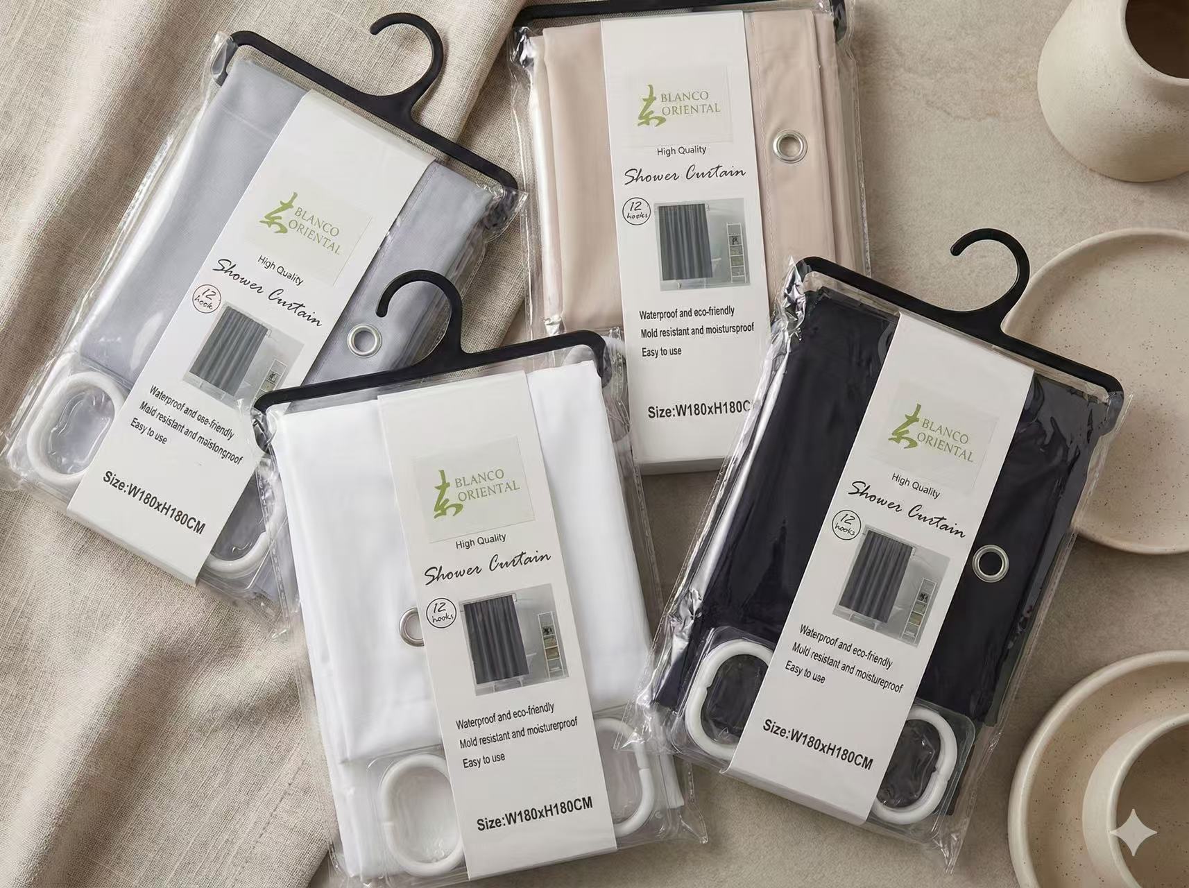 Cortina de baño PEVA colores pastel (180x180)