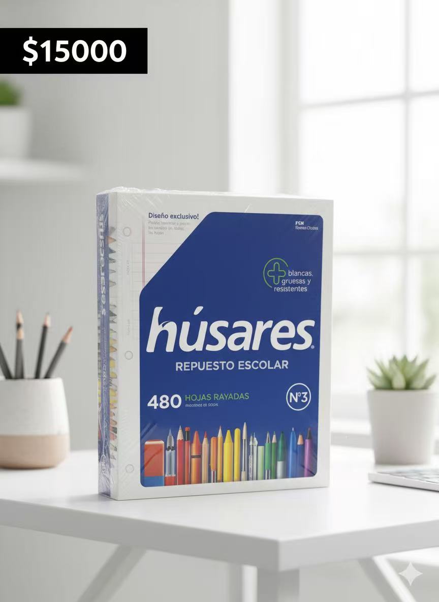 REPUESTO ESCOLAR HUSARES N°3 480 HOJAS RAYADAS