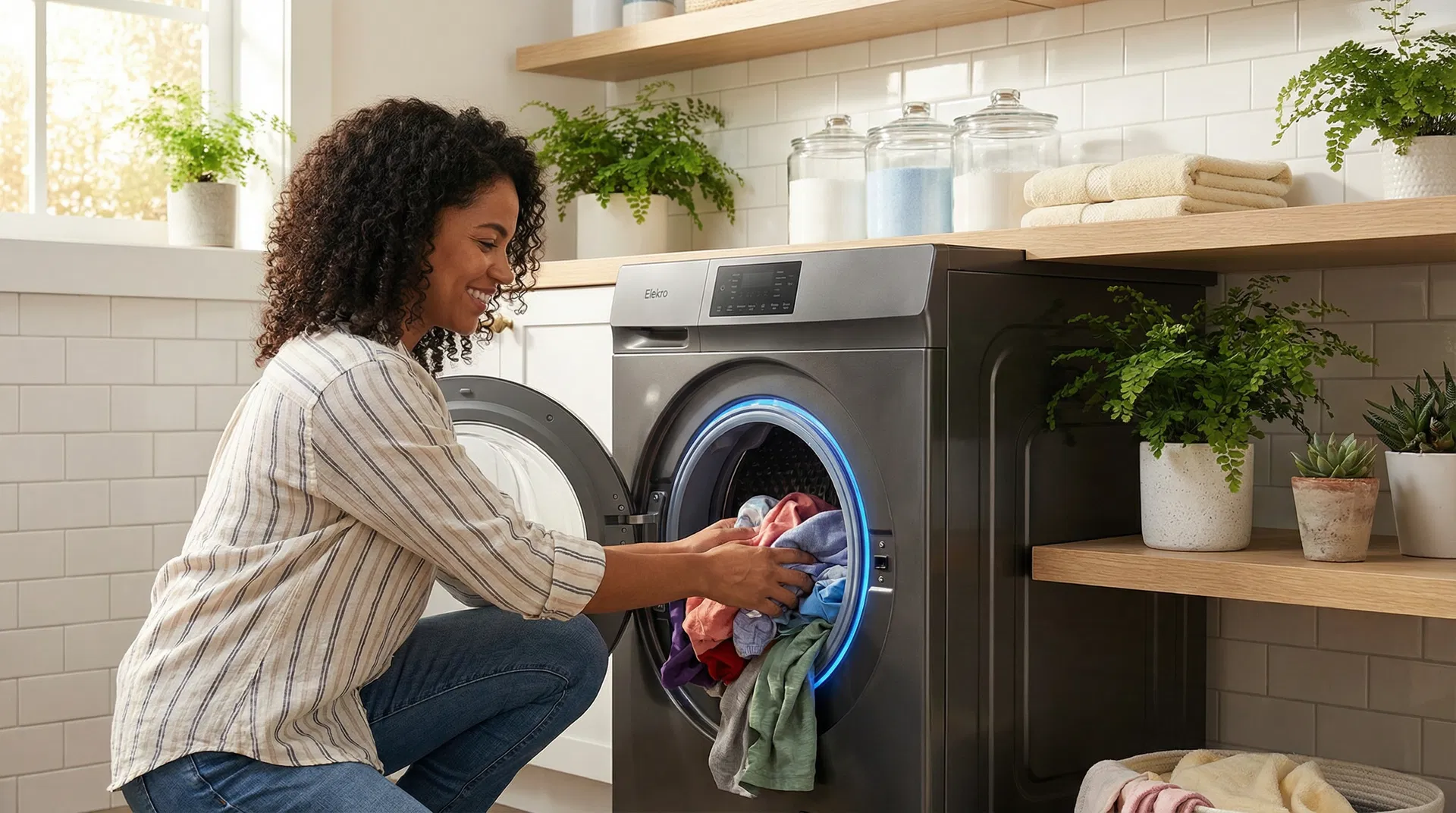 Lavanderia moderna com máquina Elekro