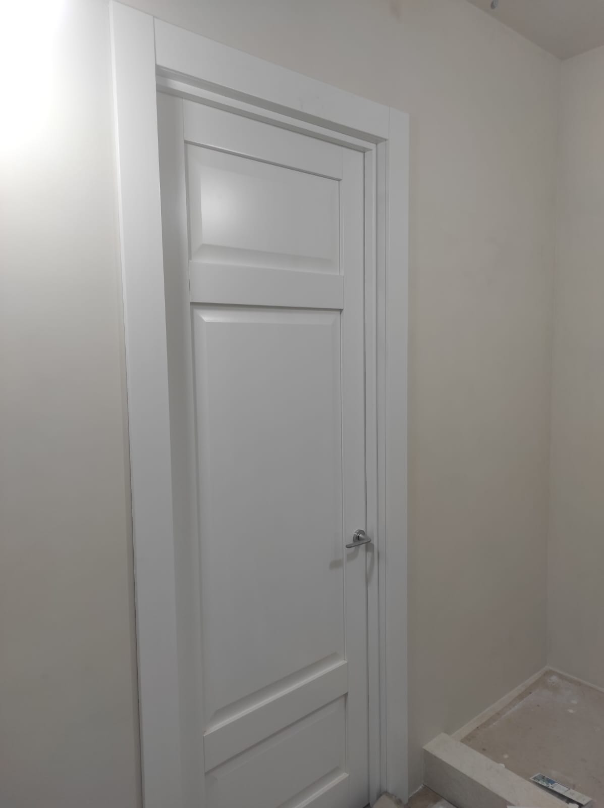 Белая межкомнатная дверь с панелями