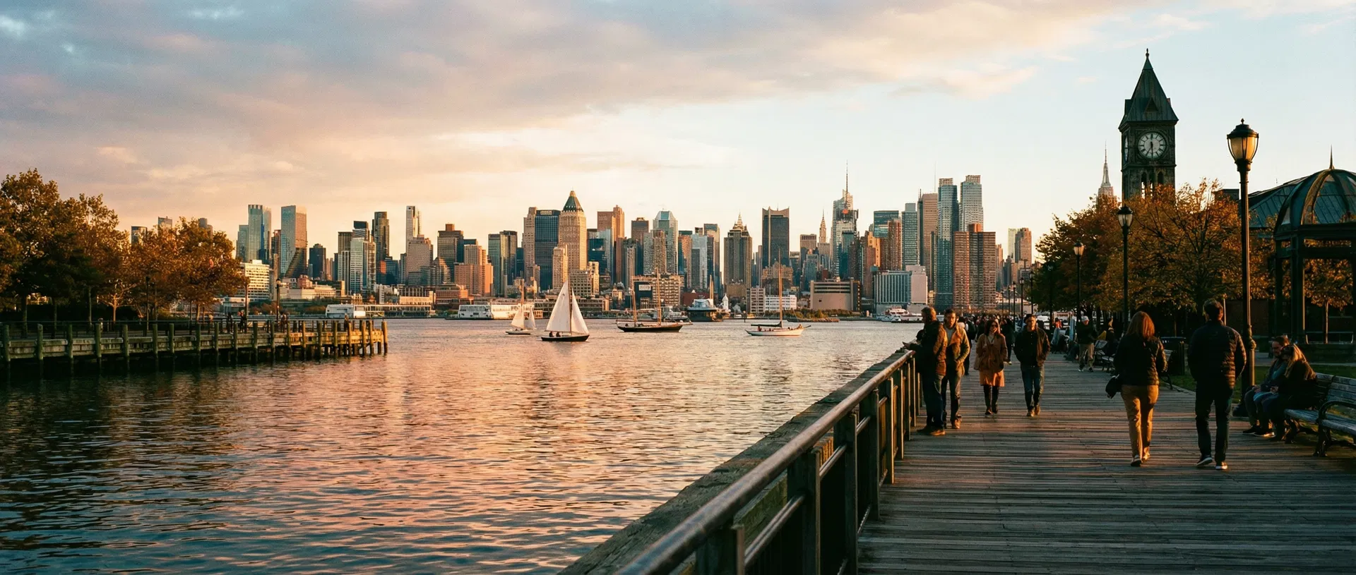 Hoboken waterfront with NYC skyline