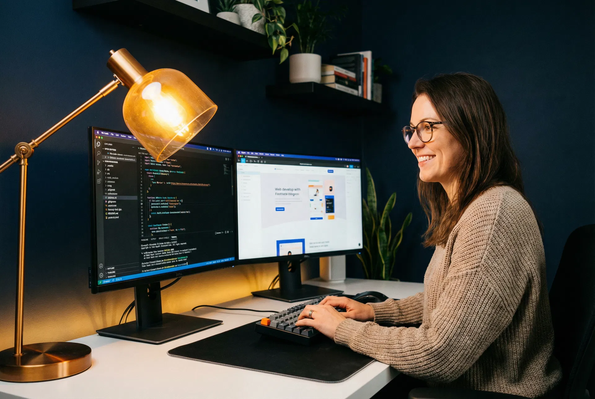 Developer working at desk