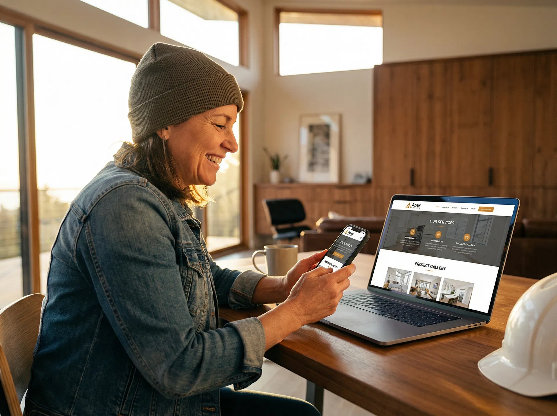 Small business owner discovering their new website