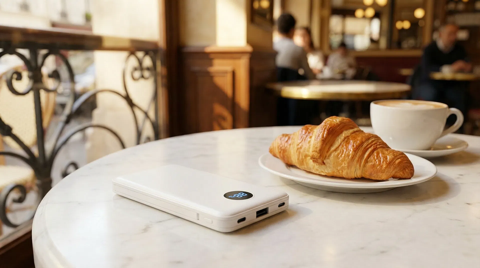 Chargii SE+ at a Parisian café