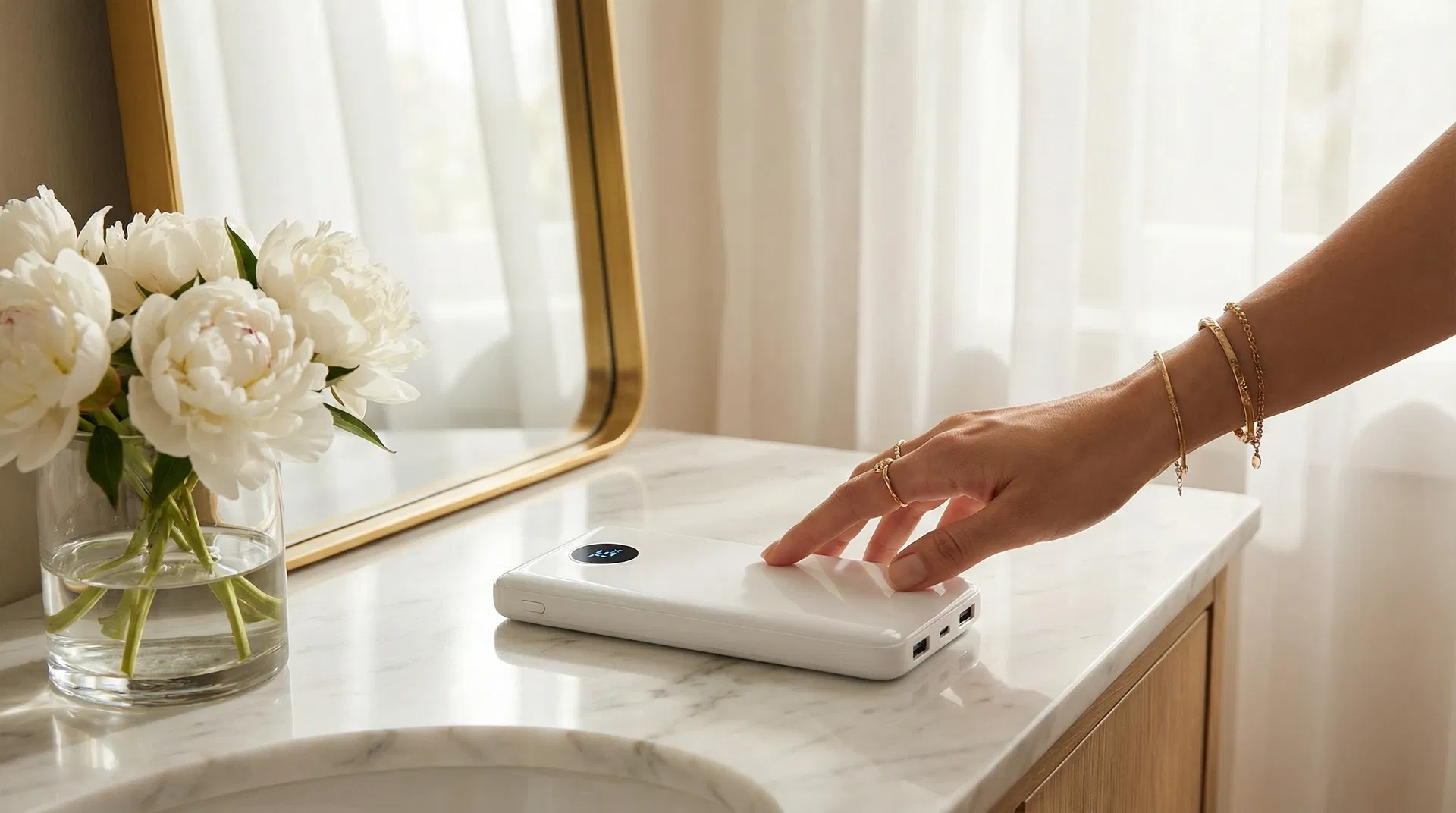 Chargii SE+ on a marble vanity