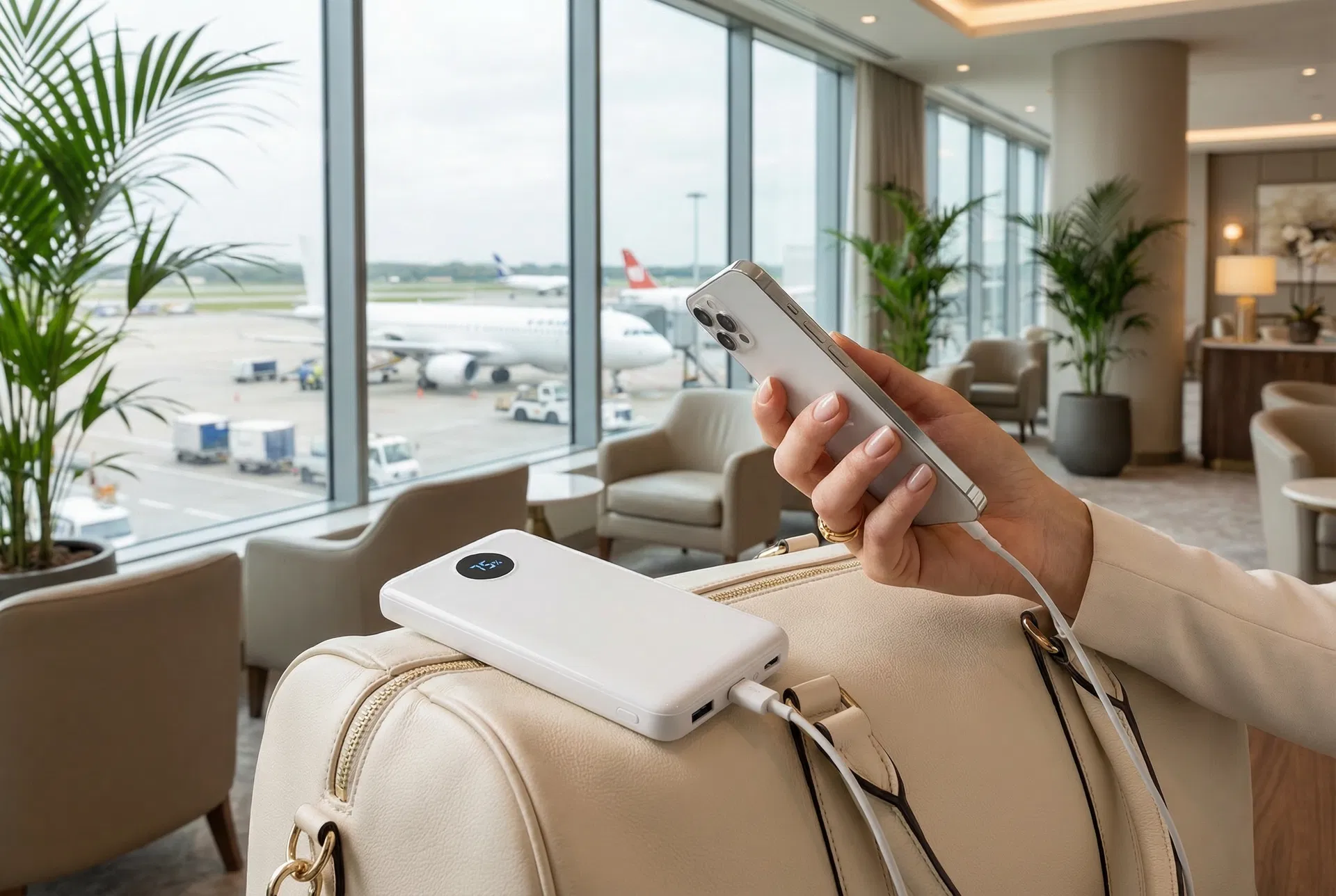 Chargii SE+ at an airport lounge