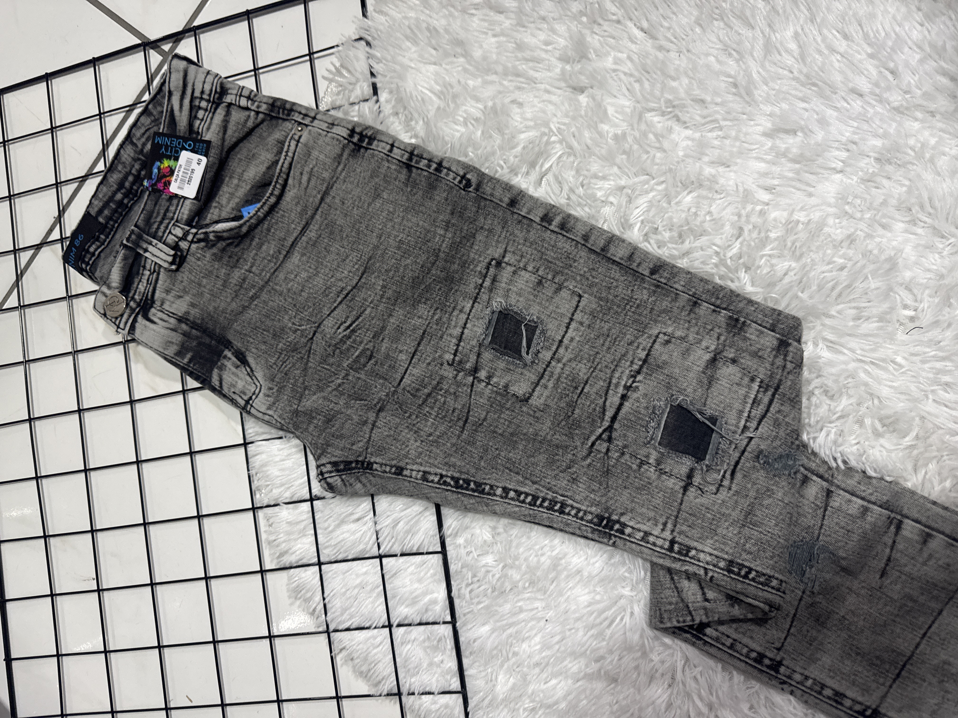 Calça Jogador City Denim Patch Cinza