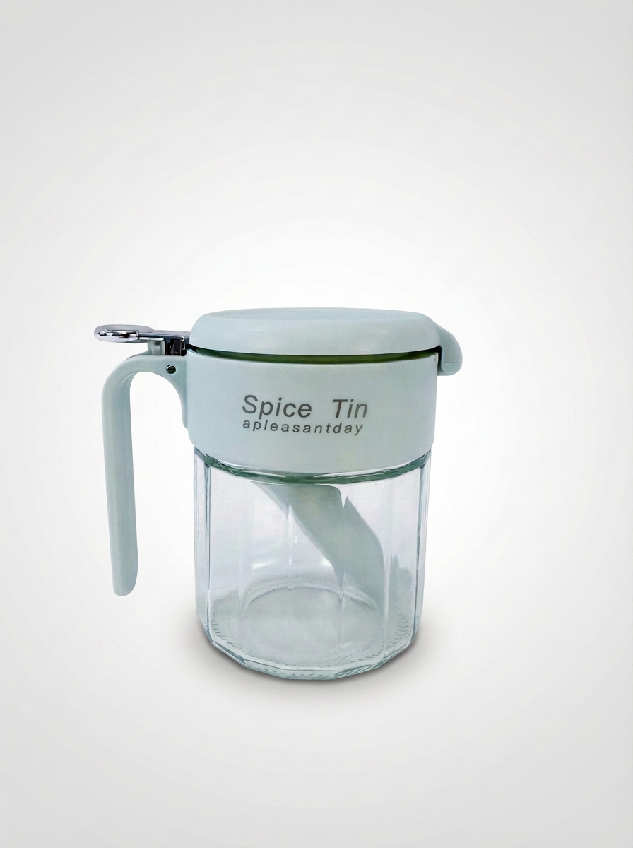 Clear Glass Spice Jar with Spoon