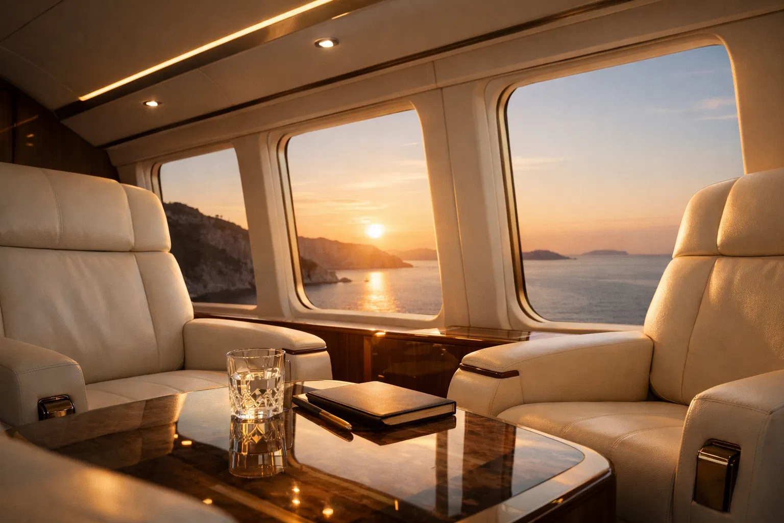 Luxury private jet cabin