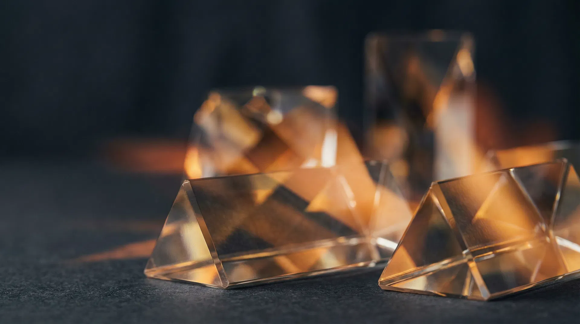 Abstract golden prisms representing strategic growth
